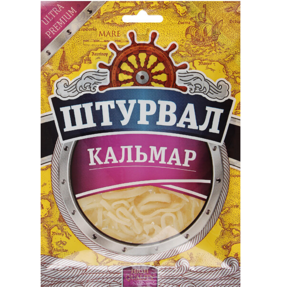 Кальмар стружка солено-сушеный Штурвал 36 гр