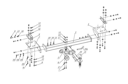 Фаркоп под квадрат для Hyundai IX 35, c 2010 г., Бизон.FA 0492-E