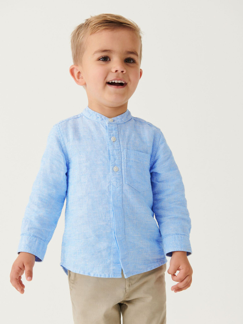 Рубашка льняная для мальчика Next U72-310, Голубой