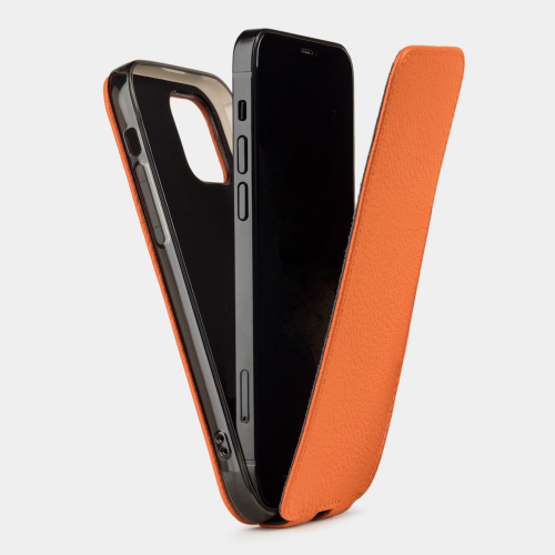 Чехол для iPhone 12 Pro Max из натуральной кожи теленка, оранжевого цвета