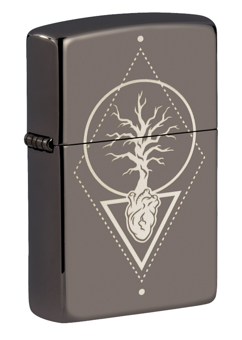 Легендарная классическая американская бензиновая широкая зажигалка ZIPPO Heart of Tree Design 49687 в подарочной коробке
