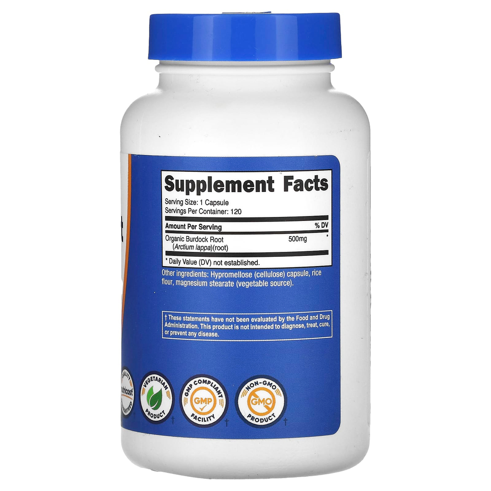 Nutricost, корень лопуха, 500 мг, 120 капсул