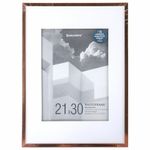 Рамка 21х30 см с паспарту 15х21 см небьющаяся, багет 5 мм, пластик, BRAUBERG "Smart", золотистая, 391279