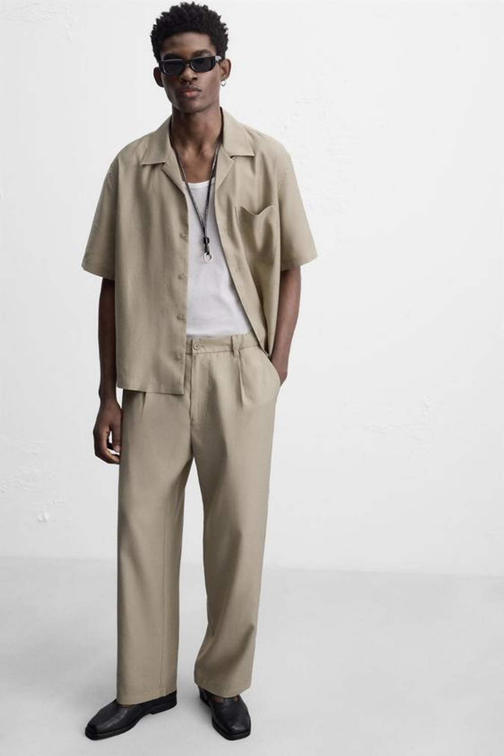 ZARA СТРУЯЩИЕСЯ БРЮКИ RELAXED FIT, ОЛИВКОВЫЙ