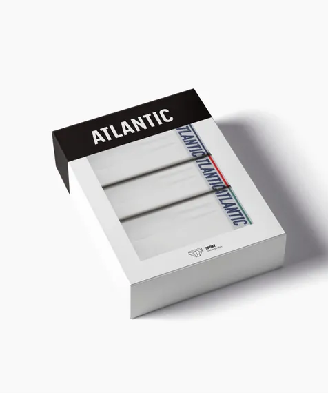Мужские трусы (3шт) слипы спорт Atlantic 3MP-219, хлопок, белый