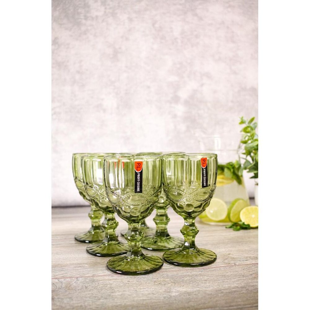 Бокал для вина 250 мл набор 6 шт. зеленый d 8 см h15,5 см   Proff Cuisine [1]