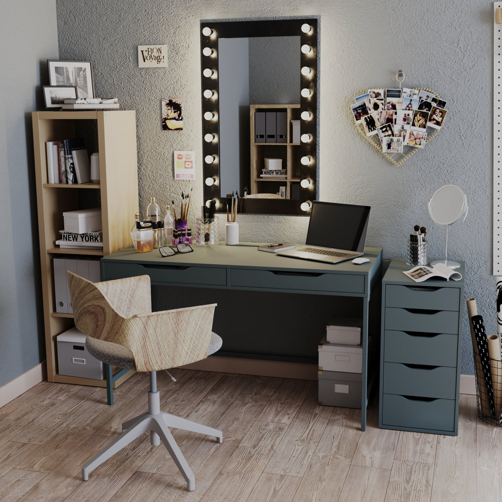 Комод Ингар 5 36x71x53, серо-бирюзовый