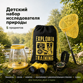 Детский набор исследователя природы National Geographic с биноклем, сачком и компасом, набор юного натуралиста