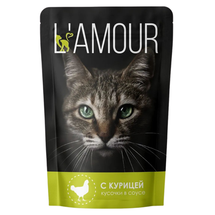 Влажный корм LAMOUR для кошек с курицей в соусе 75 гр