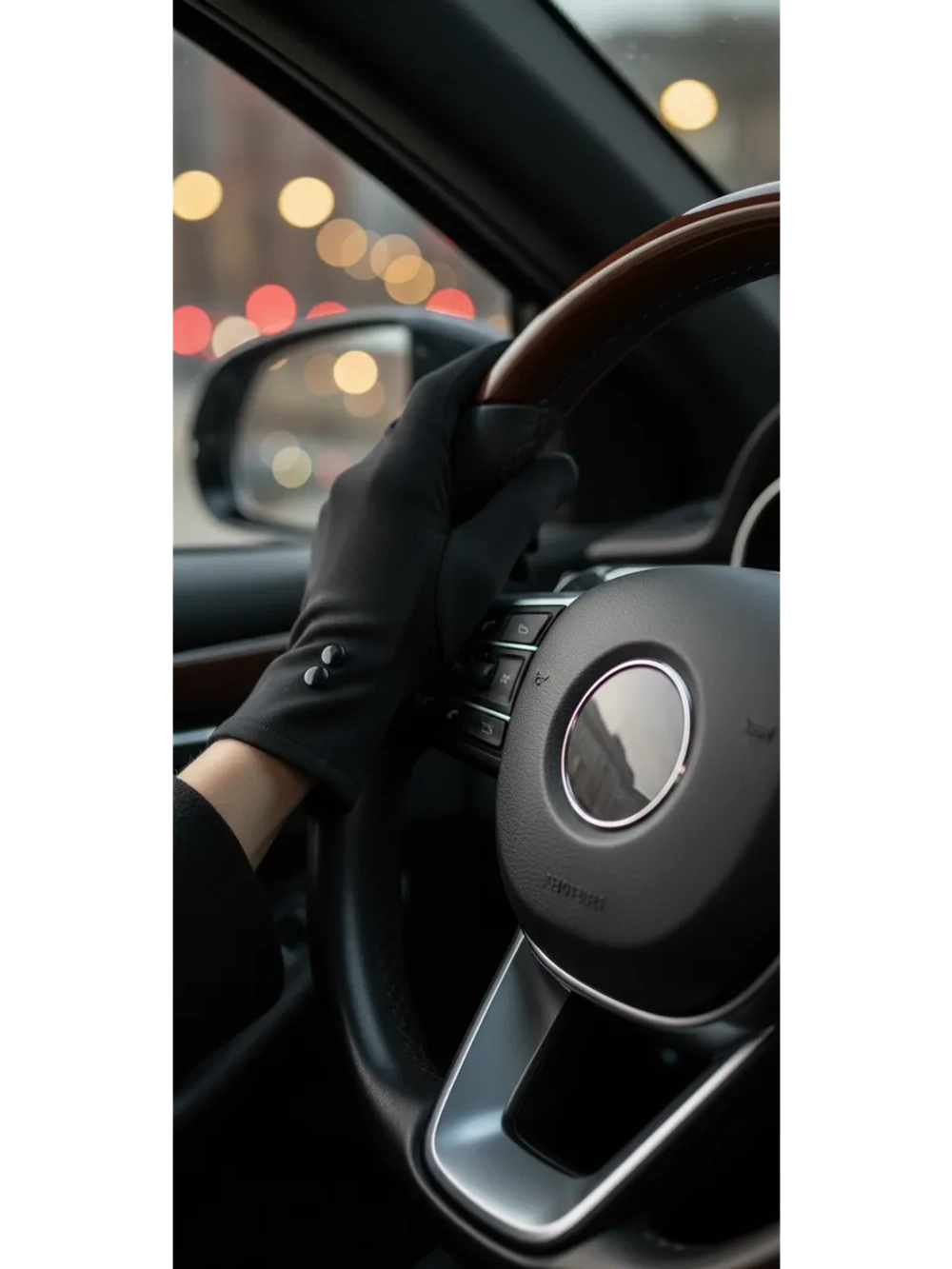 демисезонные перчатки тёплые с декоративными пуговицами