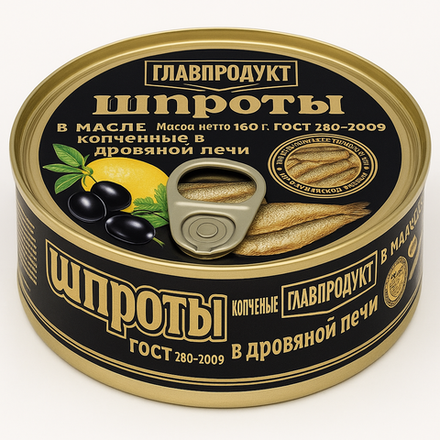 Шпроты в масле Главпродукт 160гр