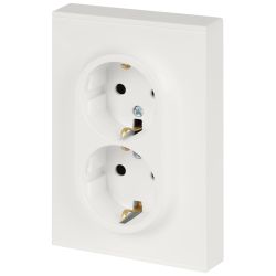 Розетка ЭРА Arktik 16-2105-08 двойная с заземлением 2X2P+E Schuko со шторками 16А-250В белый матовый | Эра Arktik