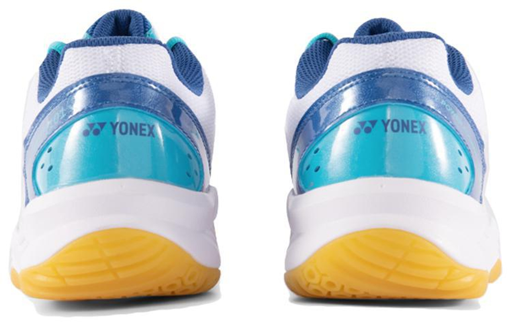 YONEX Power Cushion Textile, Synthetic Leather Anti twist Low top Badminton Shoes Unisex White Blue