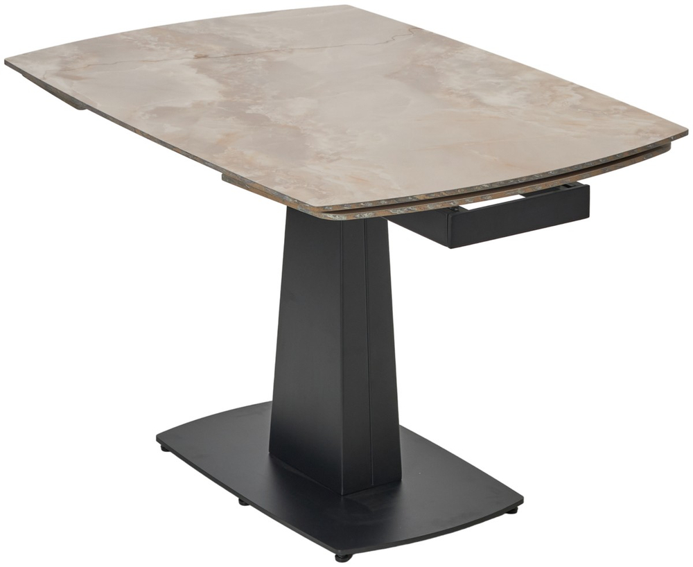 Стол М-City DISAUR Балд (Balde) 120 Амбер Жаде глянцевый (Gloss Amber Jade Solid Ceramic), Черный