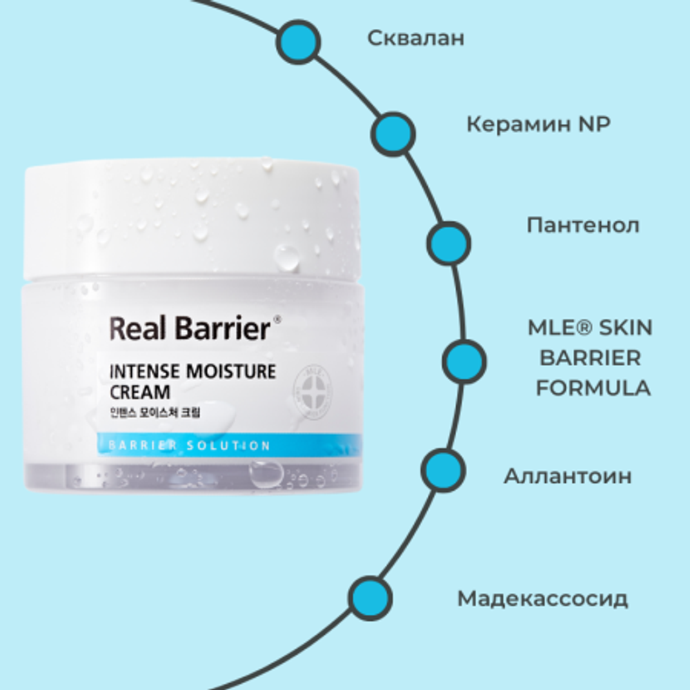 REAL BARRIER Ламеллярный интенсивно увлажняющий крем со скваланом Intense Moisture Cream 50 мл.
