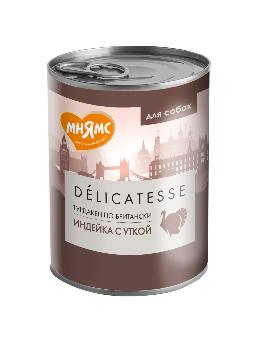 Влажный корм Мнямс Деликатес Паштет из индейки с уткой для собак всех пород "Турдакен по-британски" 400 г