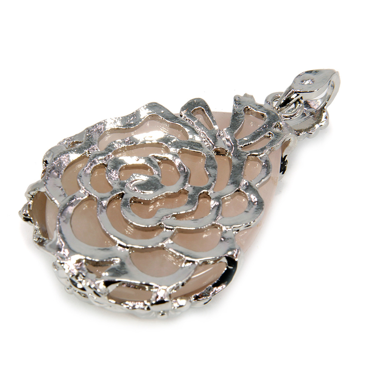 Подвеска-кулон Розовый кварц в метал. оправе цвет серебристый 4 см