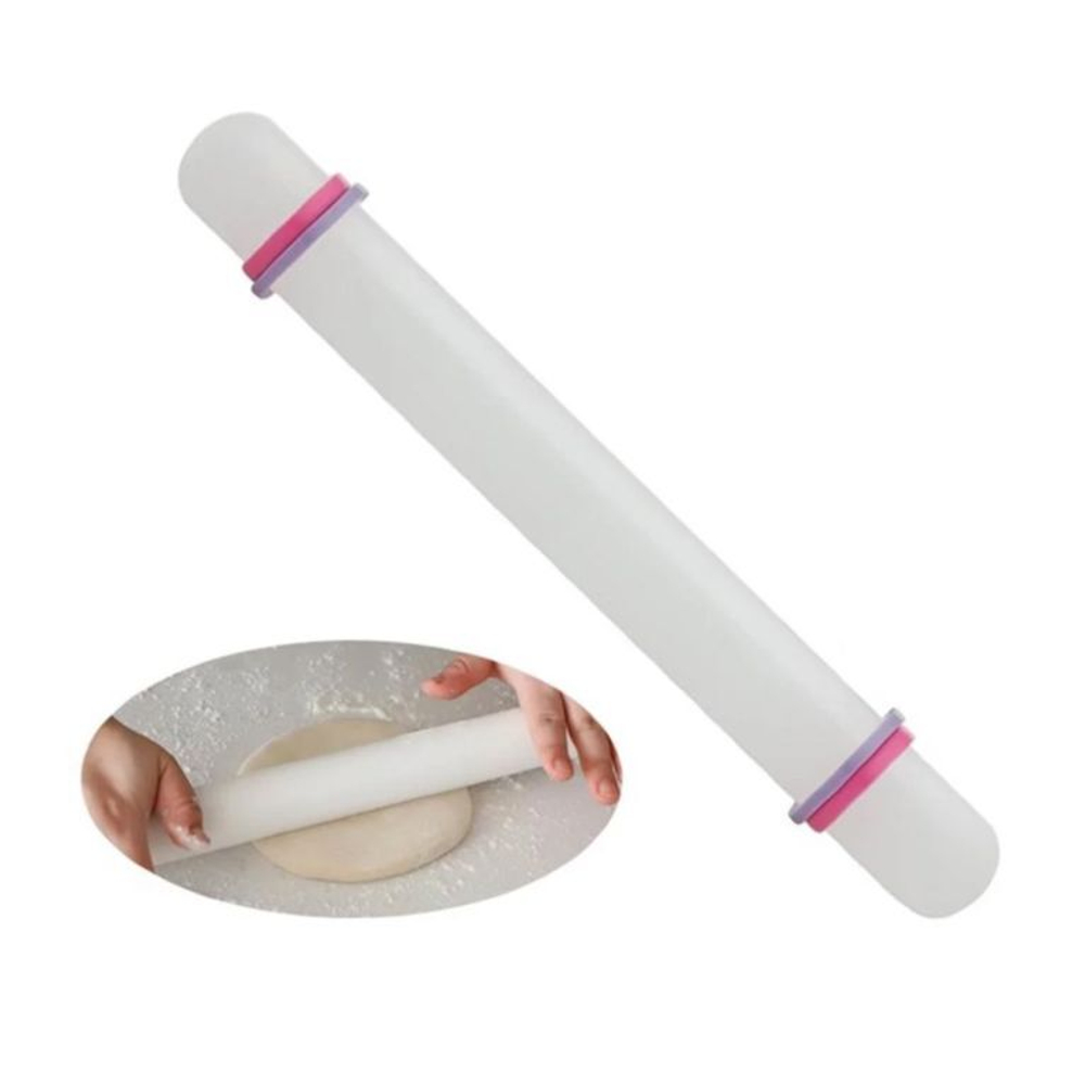 Скалка кондитерская, с набором ограничительных колец (Длина 22,5 см, диаметр 2,5 см)