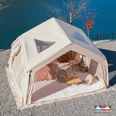 Пневмокаркасная палатка «Летний Уют» 3,6×3,6×2,5 м — семейная, кемпинговая из ПВХ