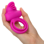 Ярко-розовое эрекционное кольцо California Exotic Novelties Silicone Rechargeable Dual Clit Flicker SE-1843-10-3