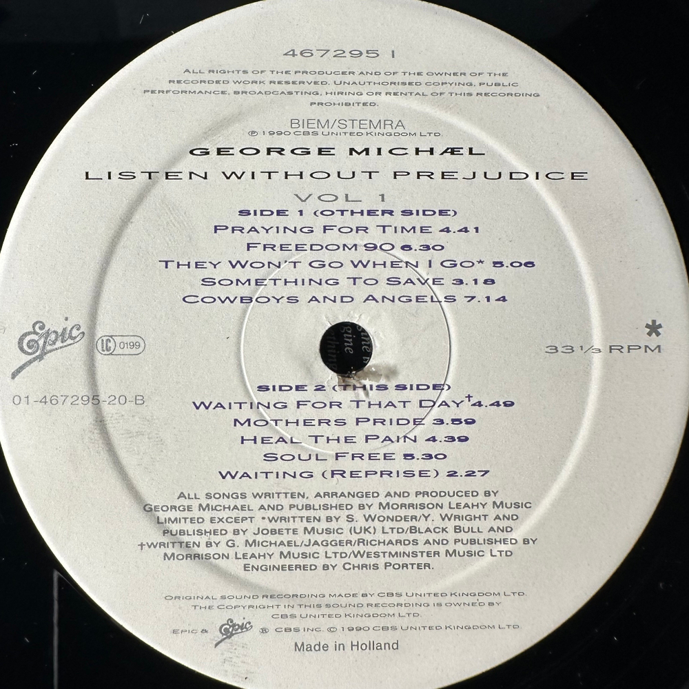 George Michael ‎– Listen Without Prejudice Vol. 1 (Голландия 1990г)