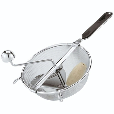 Сито для протирки овощей с ручкой;сталь нерж.,абс-пластик;D=20,H=19,L=37,B=20,5см;металлич. (Цвет: серебристый)