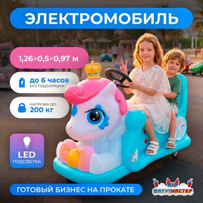 Детский электромобиль для парка «Пони заезд» двухместный, усиленная подвеска