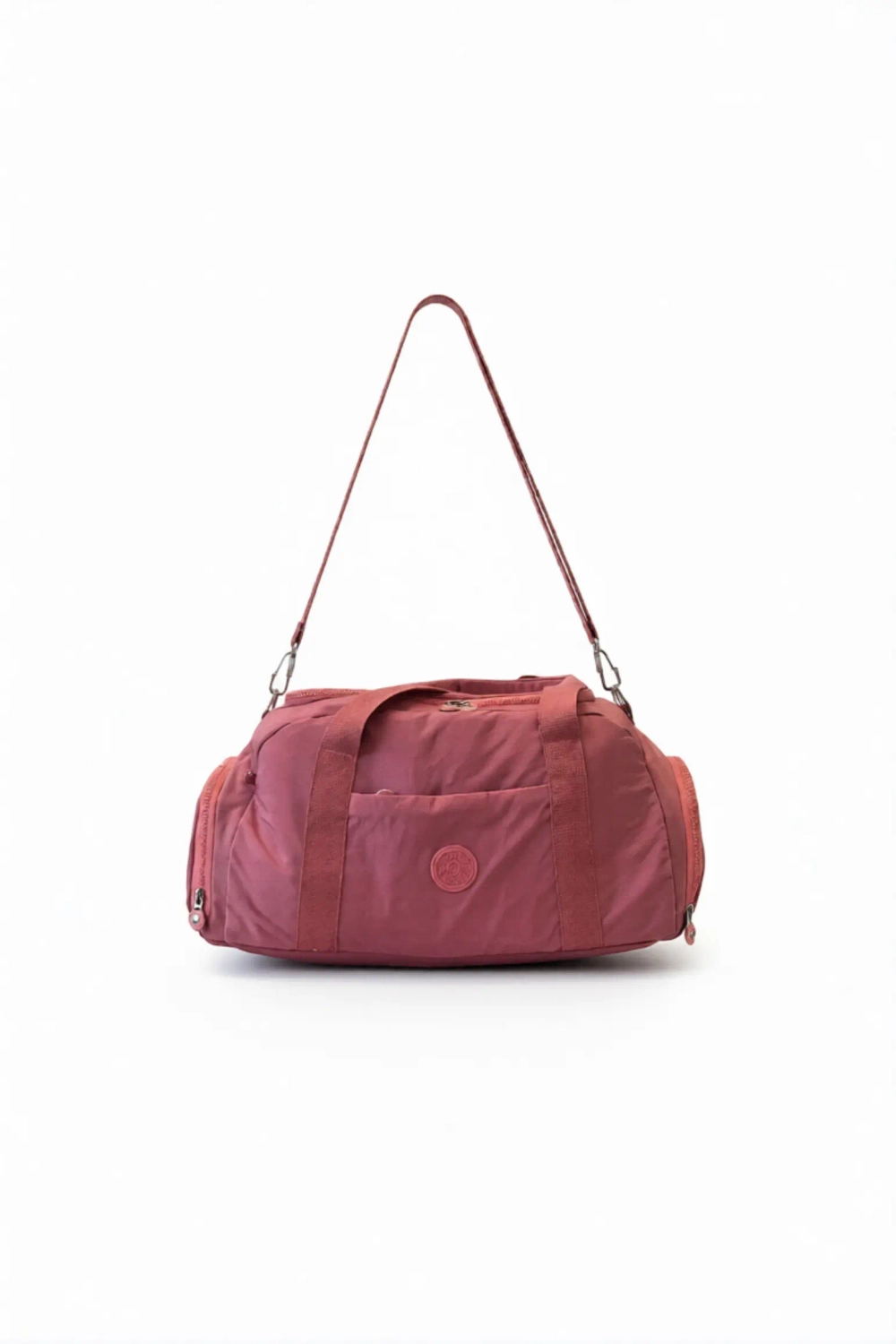 Сумка дорожная красная из плотного текстиля вместительная QOZA