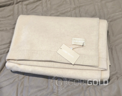 Одеяло тканое из 100% кашемира (GOBI) 135x200 см. - кремовое (ЛЮКС)