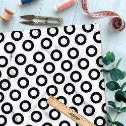 Ткань премиум мембрана черные круги на белом