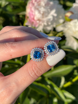 Серьги-гвоздики ажурные синие