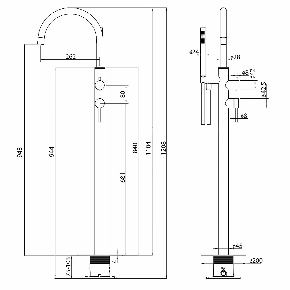 Смеситель для ванны Abber Wasser Kreis 316 AF8115BG брашированное золото