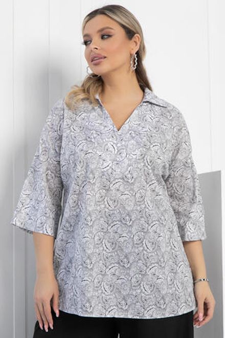 Блуза Легкость движения (бело-серая) Б12966-30М LT Collection