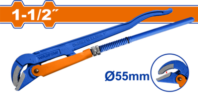 Ключ трубный рычажный 45° 55 мм (16) WADFOW WPW3115