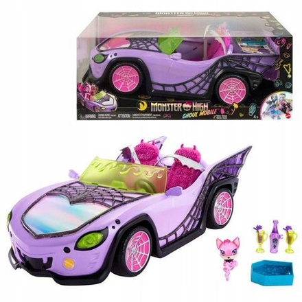 Игрушечный транспорт для куклы Mattel Monster High - Автомобиль Кабриолет Purple с паутиной и животным - Монстр Хай HHK63