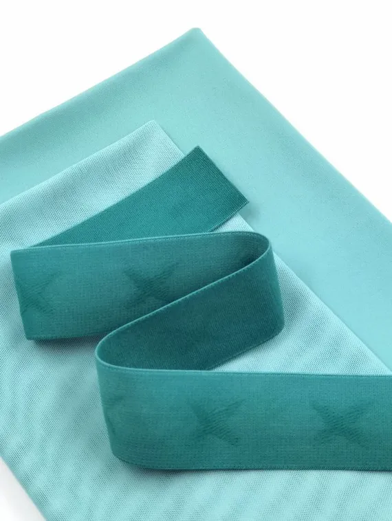 Резинка широкая, 35 мм, звезды, мята