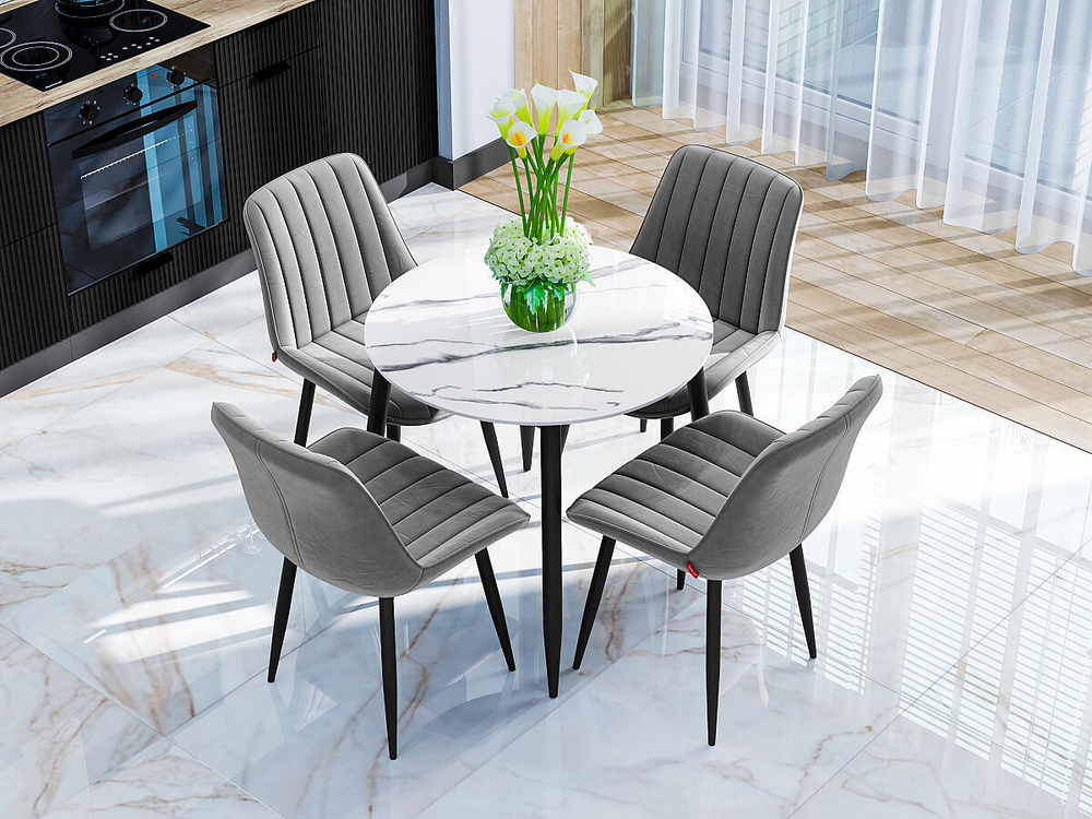 Стол Uni-Form-R.2B SBlack/White Gloss Marble 727*800*800