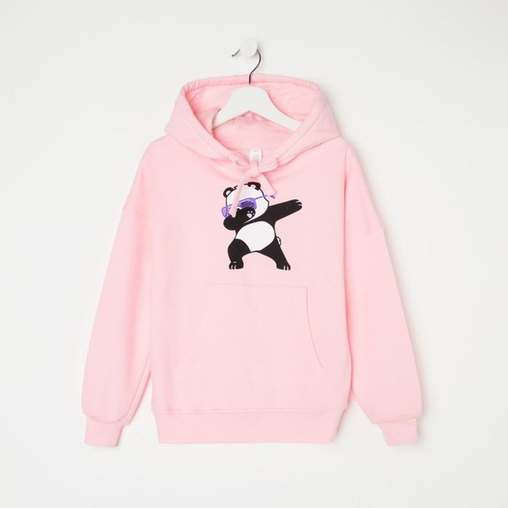 Толстовка для девочек футер с начёсом, розовый/панда, р.116 7430506 (RADI)