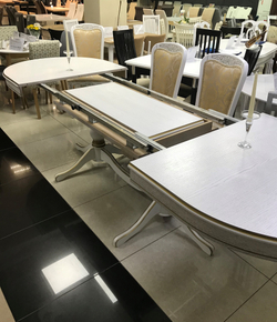 Стол обеденный Юкка (дуб/тон 1 с золотой патиной/ножка Люкс-1) 105х170(215/260/305)