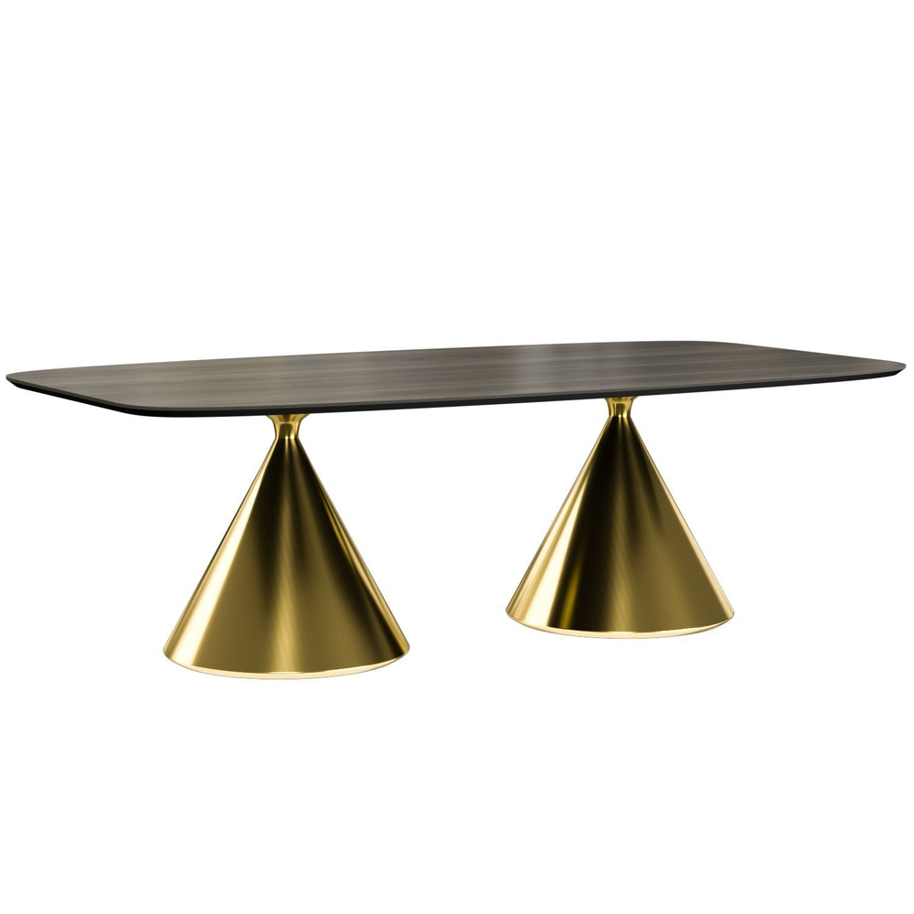 Стол овальный AXIS 200, шпон / опора золото