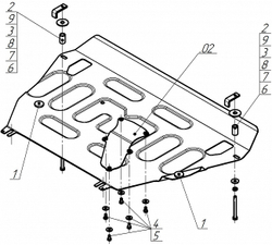 Защита картера двигателя, КПП. 2 мм, Сталь. для Toyota RAV 4 2010-2013, Motodor.72510