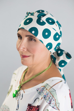 Тюрбан Эмма Лен, шапочка с лентами, зеленые колечки