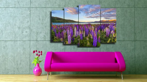 Модульная картина "Люпины в горах"