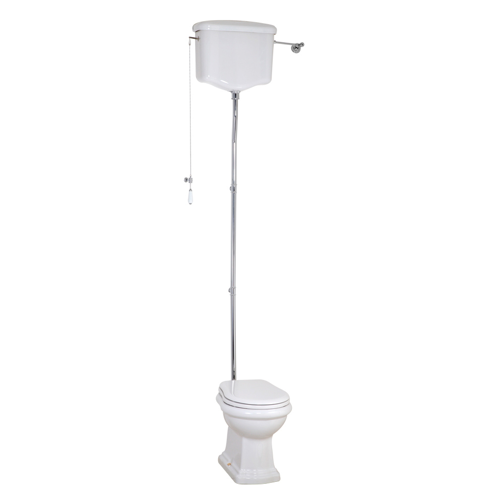 Унитаз напольный  Migliore Bella ML.BLL-25.111.BI с высоким бачок, труба хром