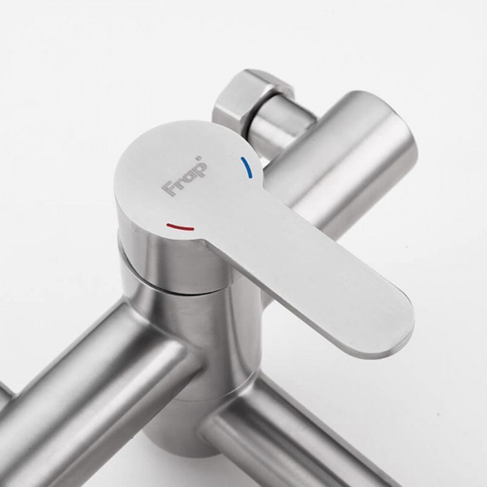 Смеситель для ванны, Frap, корот изл, с картриджем, нерж, F32801