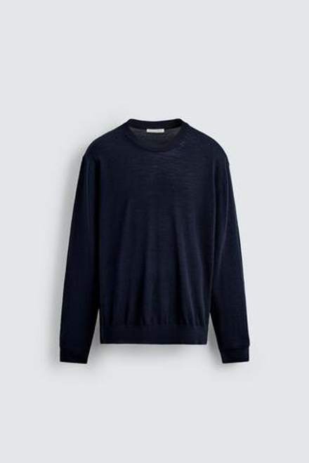 ZARA СВИТЕР ИЗ 100% ШЕРСТИ, МОРСКОЙ СИНИЙ