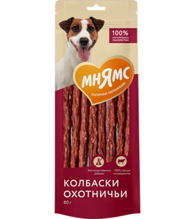 Мнямс Лакомство для собак Колбаски охотничьи 80гр.