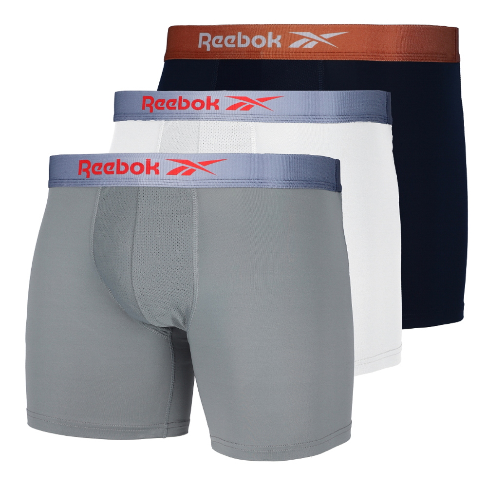 Мужские спортивные боксеры Reebok Mens Med Sports Trunk Astrid 3P - white/batik blue/pure grey