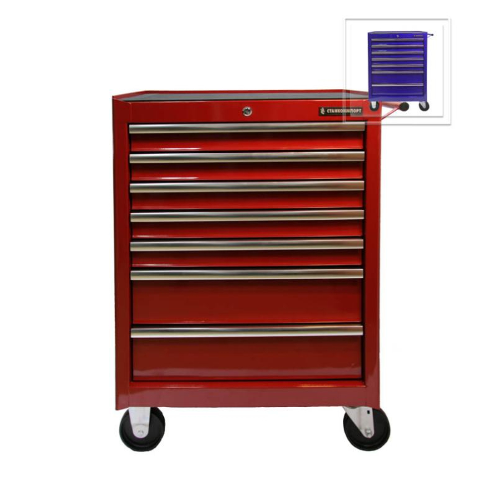 Тележка инструментальная с 7 ящиками, красного цвета