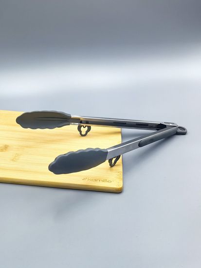 Щипцы силиконовые 30,5 см. Kamille КМ 7512 с ручками из нержавеющей стали
